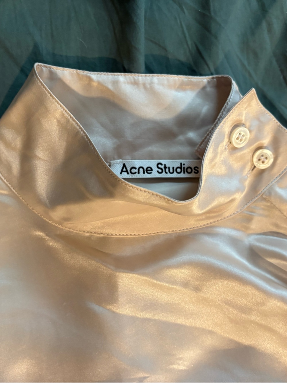 Acne Cream Satin High-Neck Blouse - Picture 3 of 8